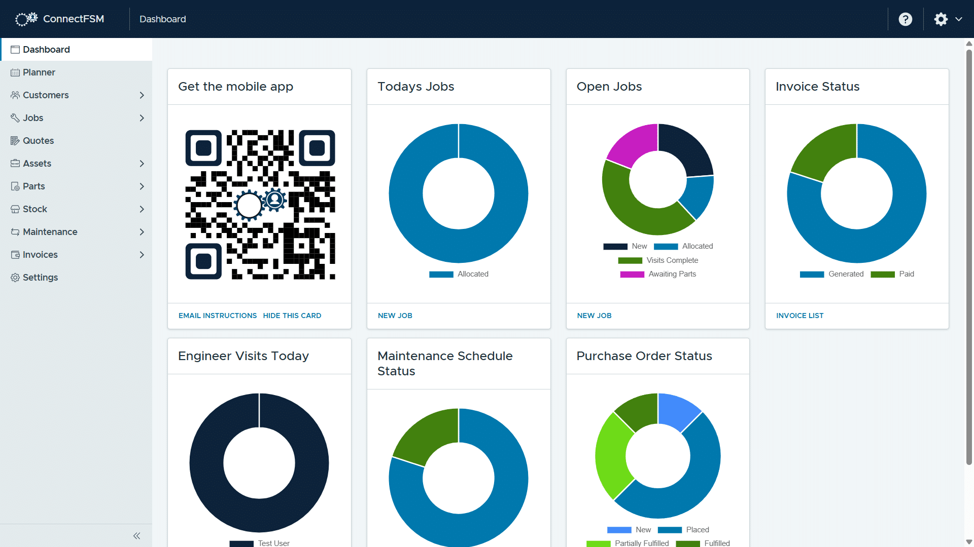Connect FSM job management dashboard Connect FSM job management dashboard